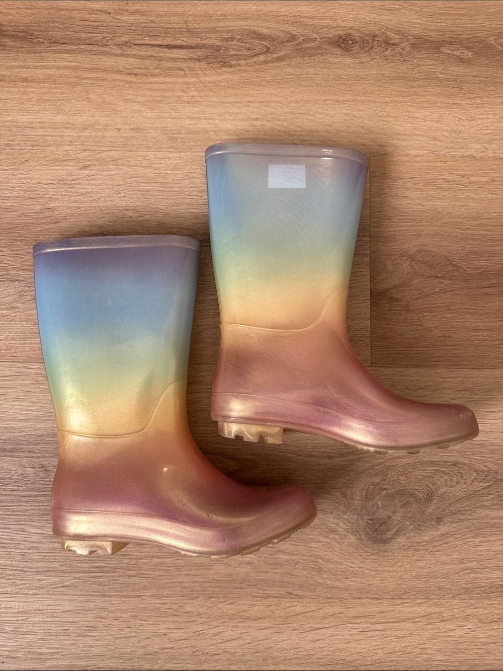 Cat & Jack Kids Rainbow Ombre Rain Boots - Pastel Blue, Yellow, Pink